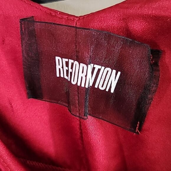 Reformation 100% Silk Red Spagetti Tie ShoulderMaxi Slip Dress - Picture 7 of 8